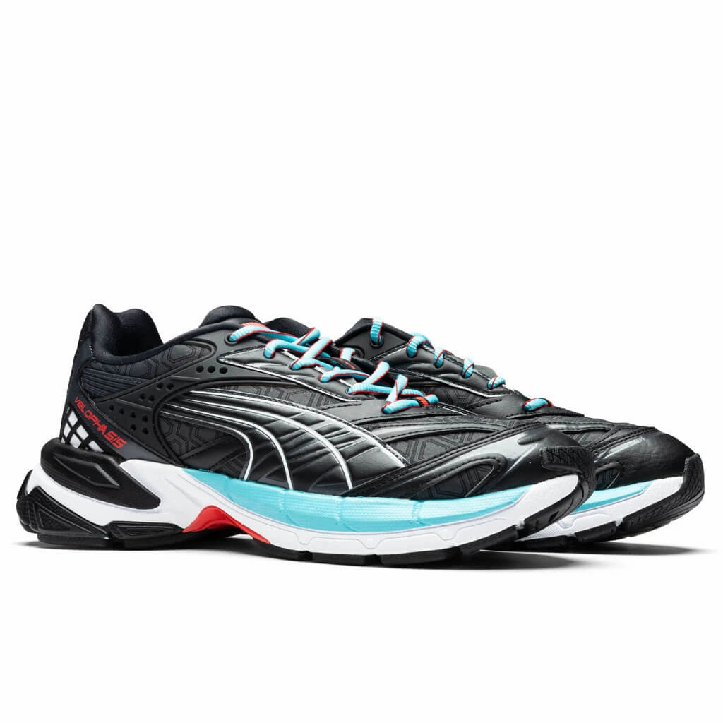 Velophasis Luxe Sport - Black/Hero Blue Puma Suede Street Sneakers