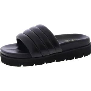 Vibe Check Womens Leather Slip On Platform Sandals