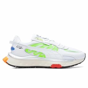 Wild Rider Tecno - White Puma shoes with suede and modern shape