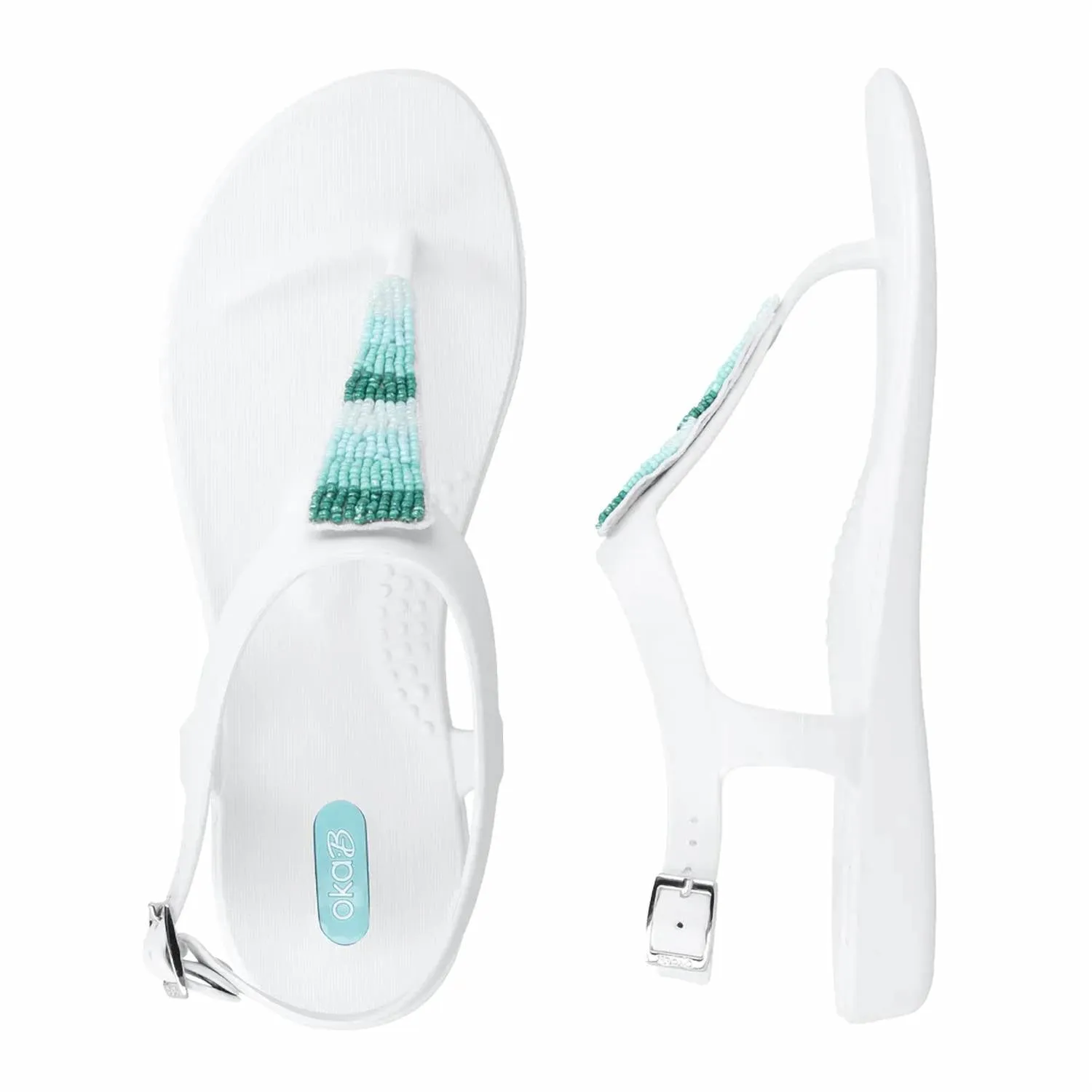 Women Bri-Beaded Tri Strap Sandal In Salt/sea Glass