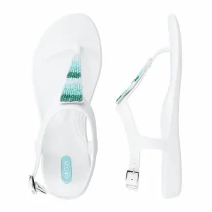 Women Bri-Beaded Tri Strap Sandal In Salt/sea Glass