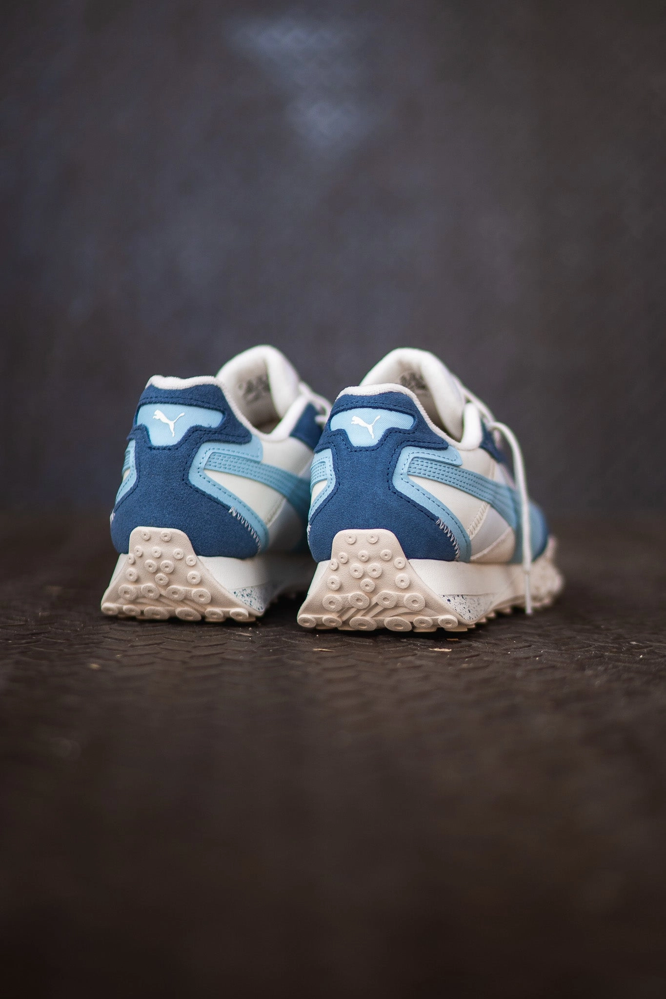 Women Puma Blacktop Rider (Warm White/Inky Blue) Puma athletic shoe visuals