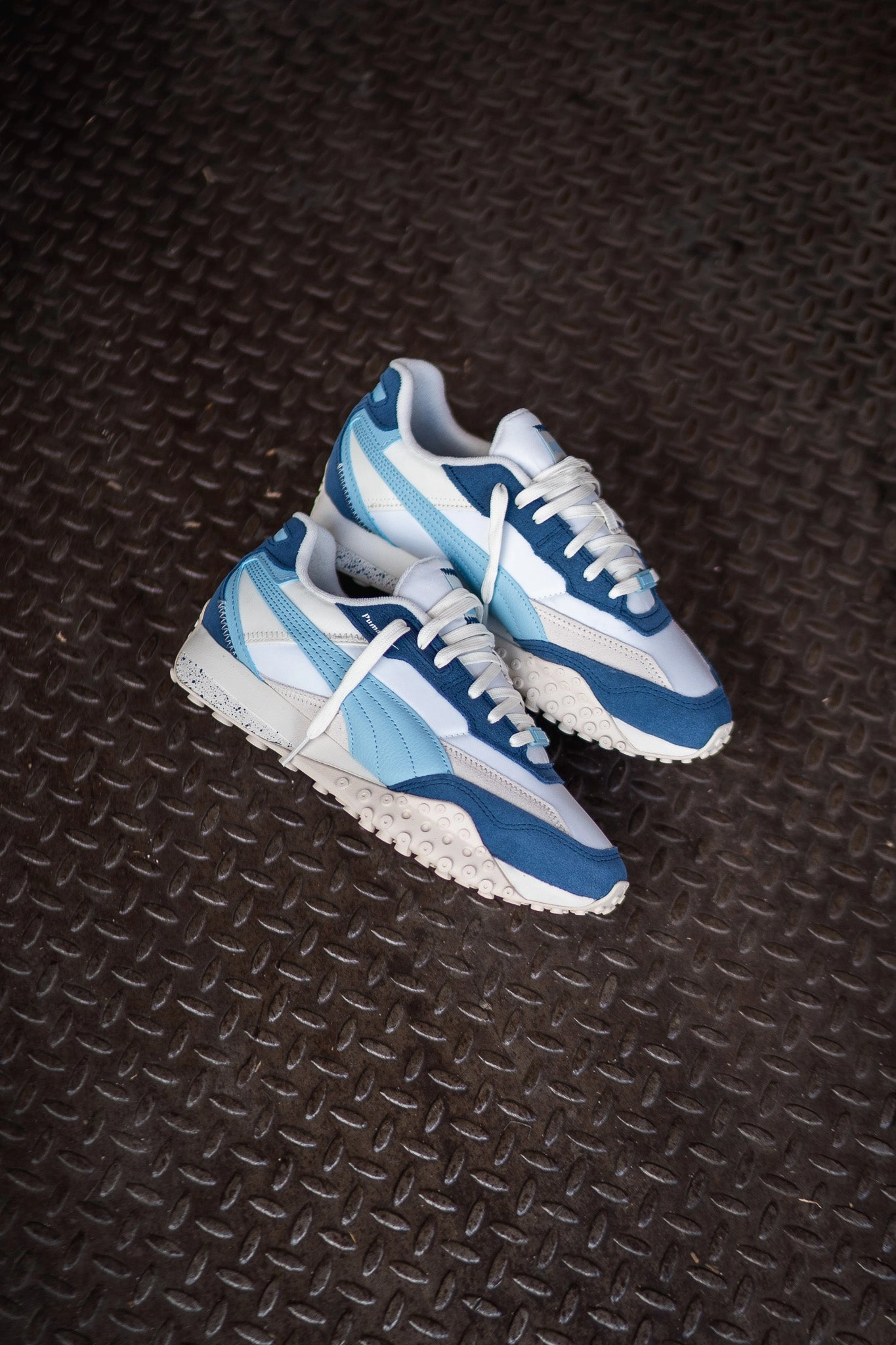 Women Puma Blacktop Rider (Warm White/Inky Blue) Puma athletic shoe visuals
