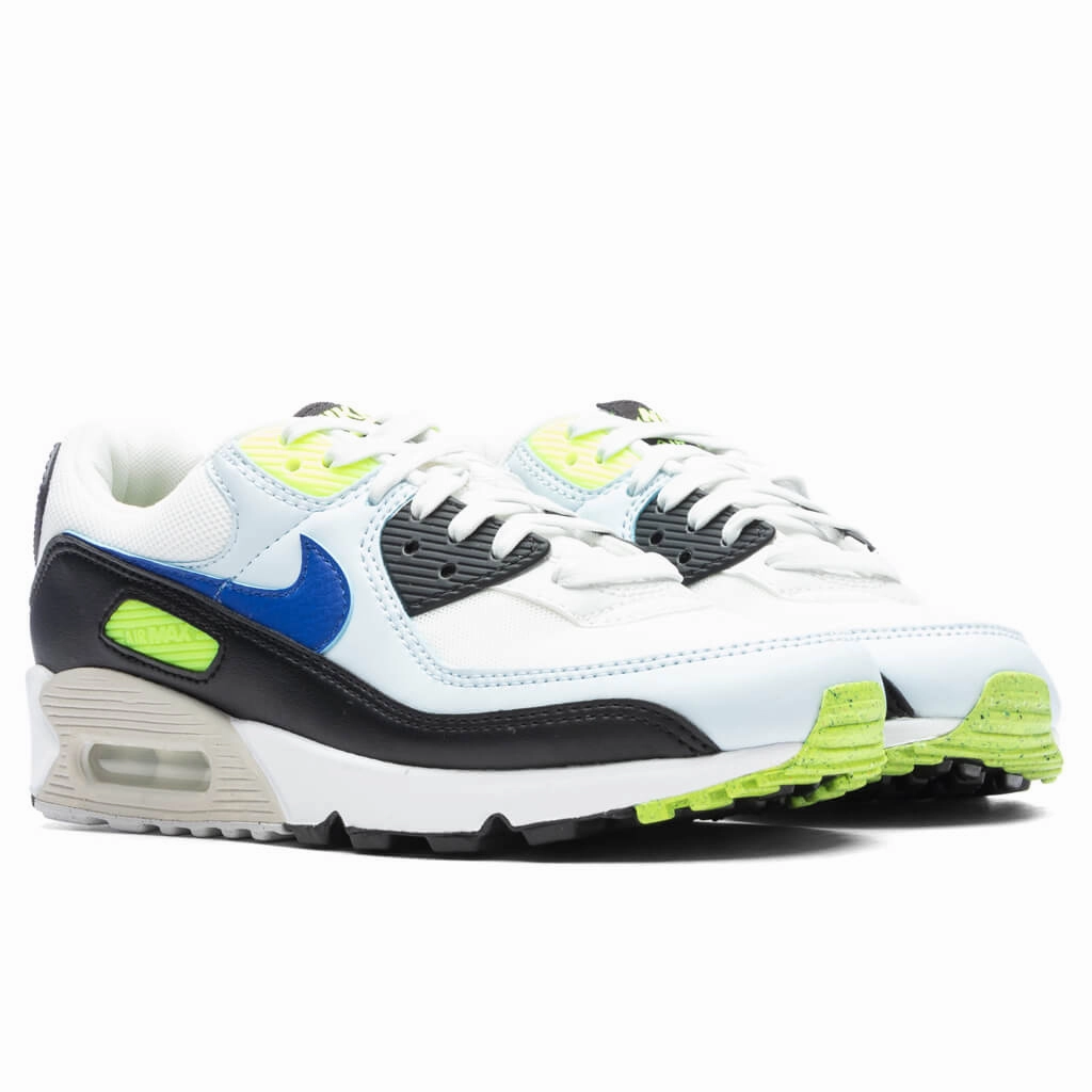 Women's Air Max 90 - Summit White/Racer Blue/Volt Nike Retro Lifestyle Shoes