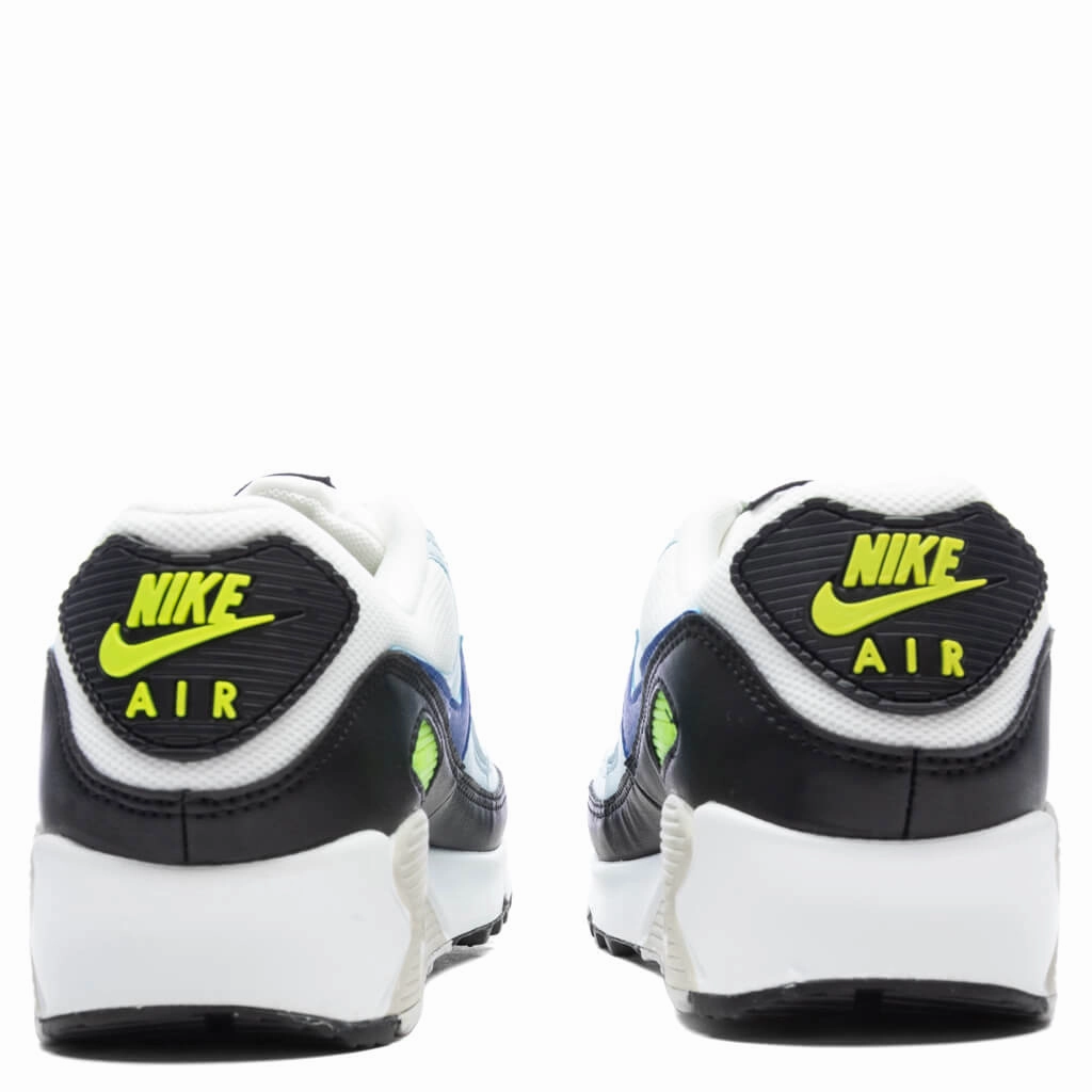 Women's Air Max 90 - Summit White/Racer Blue/Volt Nike Retro Lifestyle Shoes