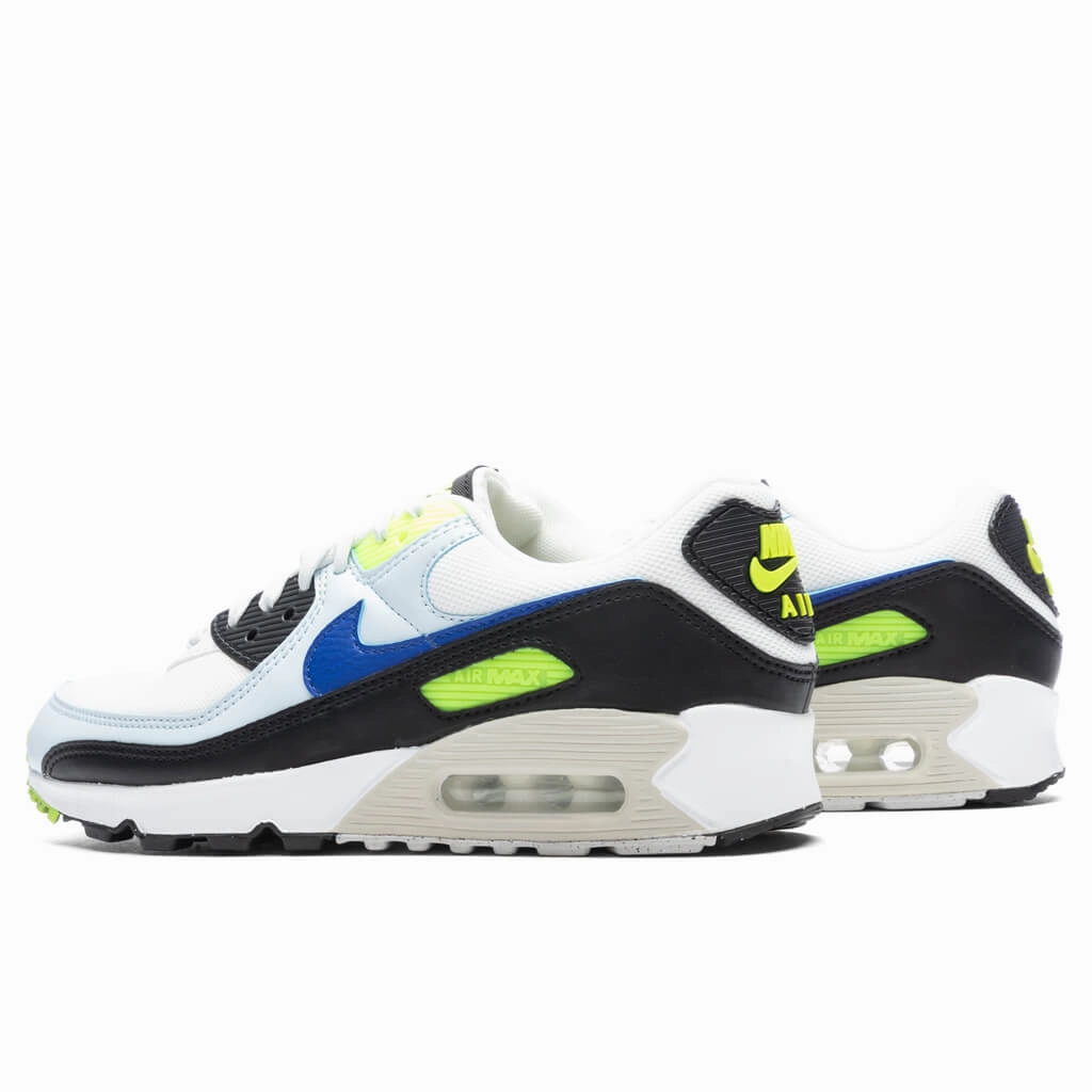 Women's Air Max 90 - Summit White/Racer Blue/Volt Nike Retro Lifestyle Shoes