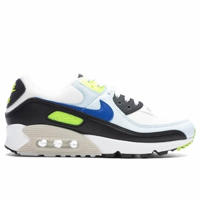 Women's Air Max 90 - Summit White/Racer Blue/Volt Nike lifestyle sneakers with retro vibe