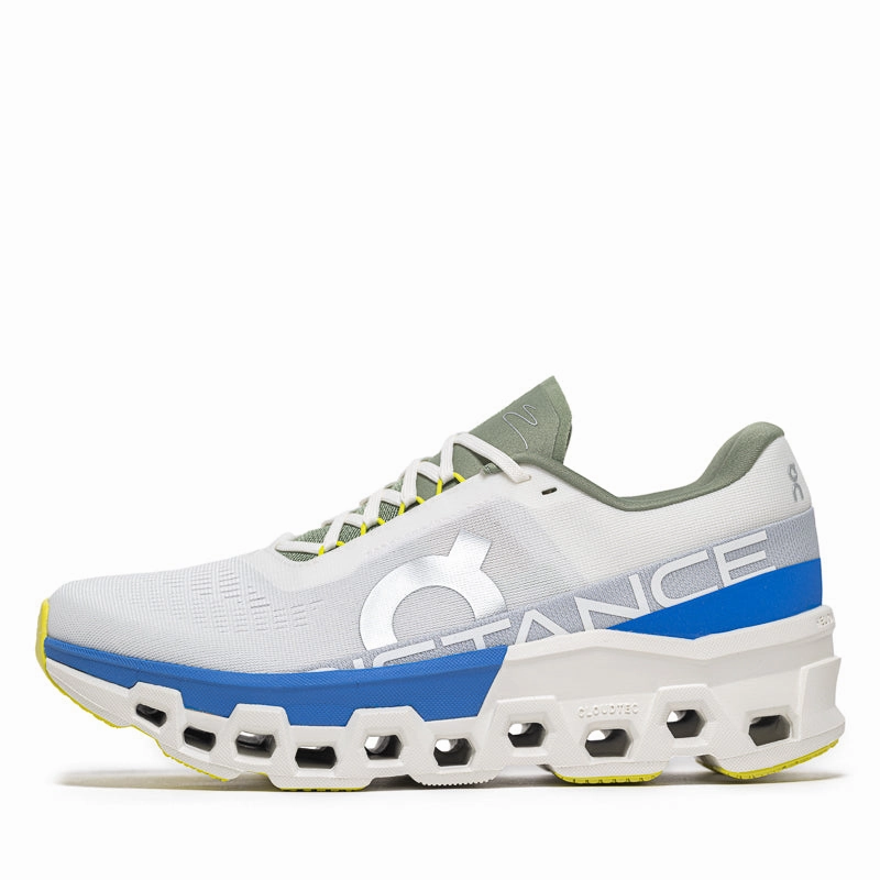 Women's DISTANCE x On Cloudmonster 2 - White/Lapis On performance shoes for runners and walkers