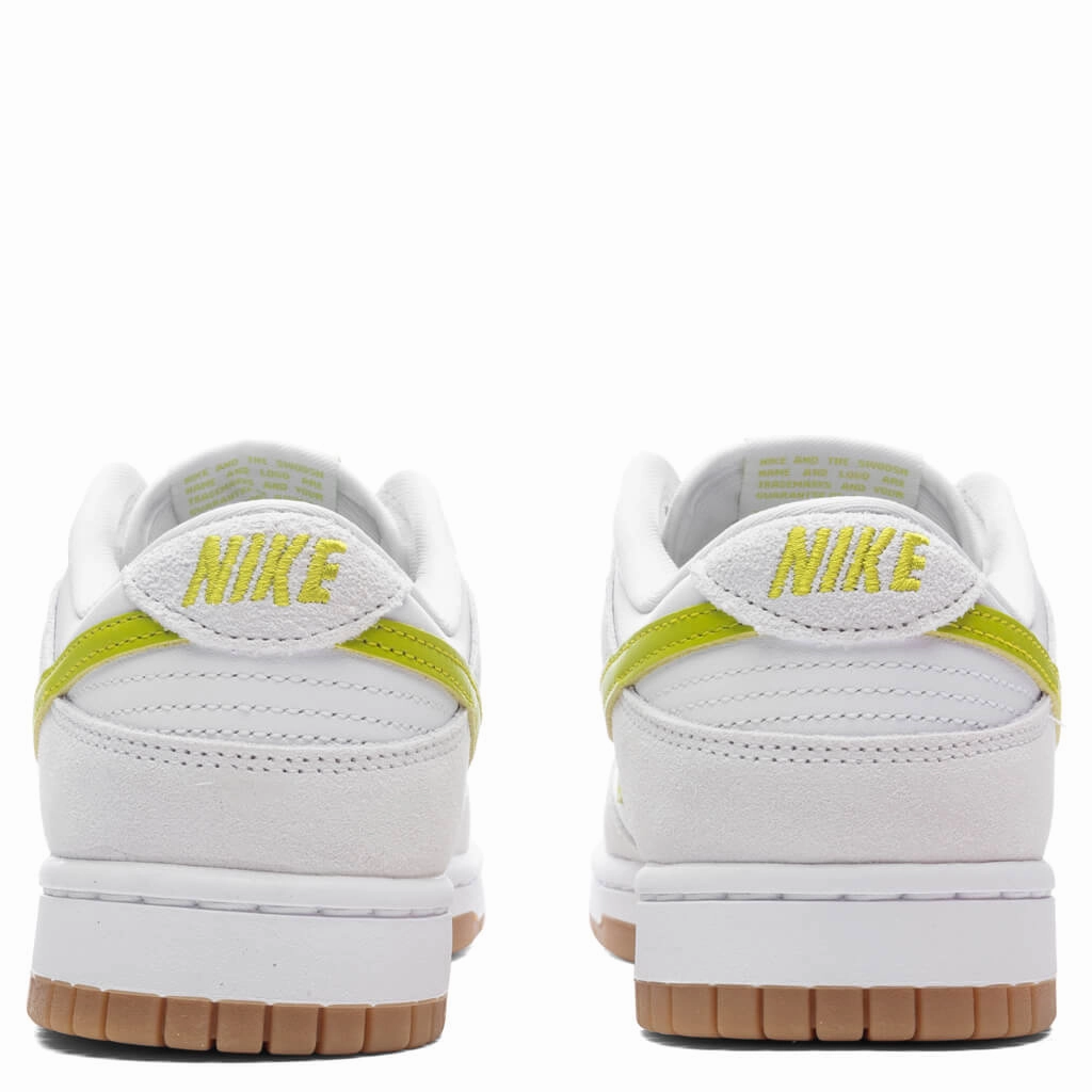 Women's Dunk Low - White/Bright Cactus/Gum Yellow Nike Bold Logo Sneakers