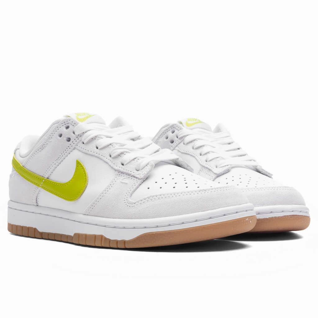 Women's Dunk Low - White/Bright Cactus/Gum Yellow Nike Bold Logo Sneakers