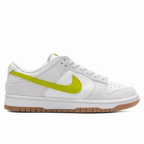 Women's Dunk Low - White/Bright Cactus/Gum Yellow Nike fashion sneakers with bold branding