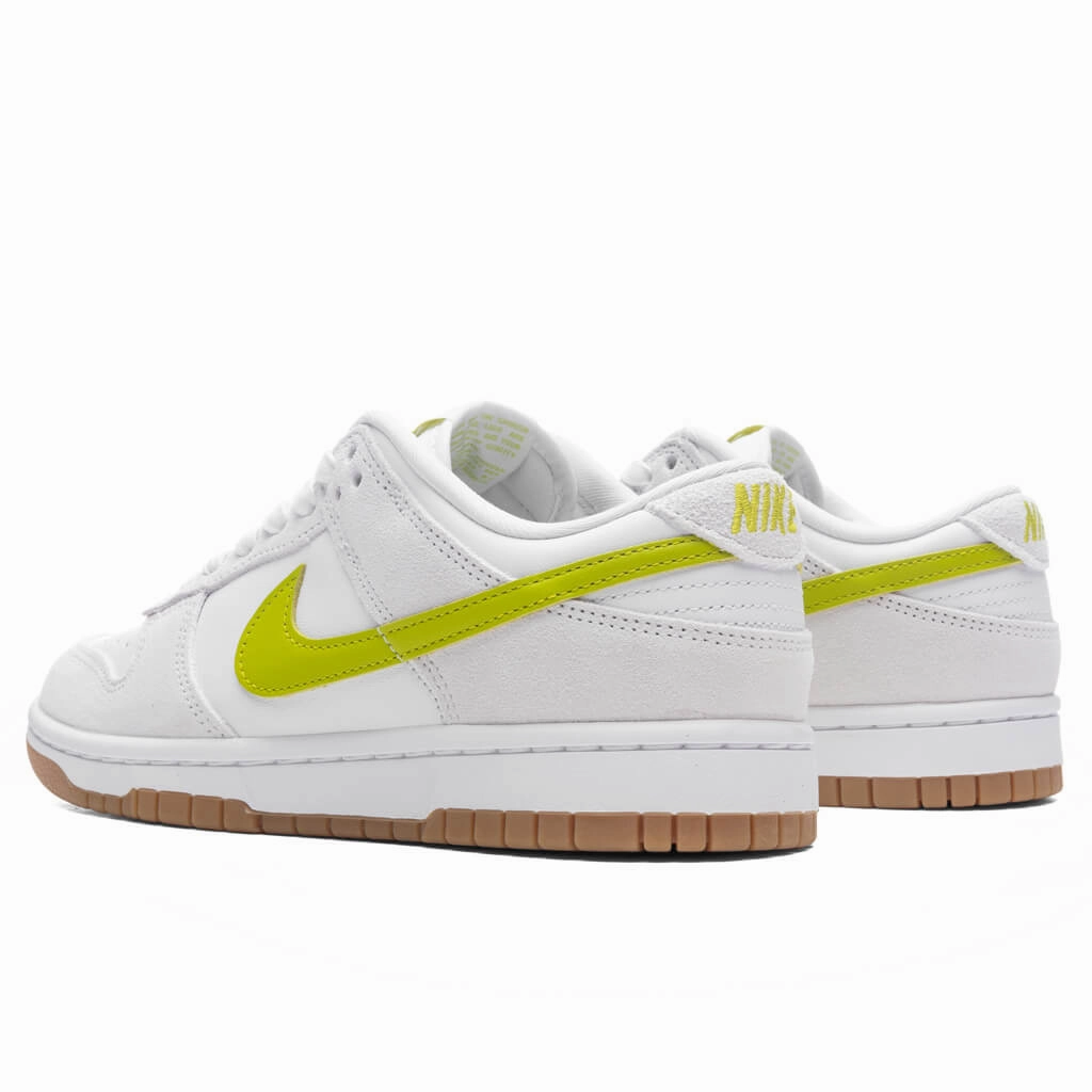 Women's Dunk Low - White/Bright Cactus/Gum Yellow Nike Bold Logo Sneakers