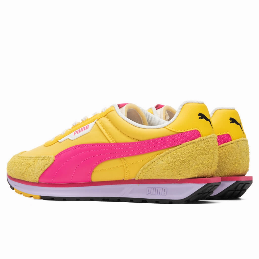 Women's Lo Rider Vintage - Super Lemon/Glowing Pink Puma Suede Street Sneakers