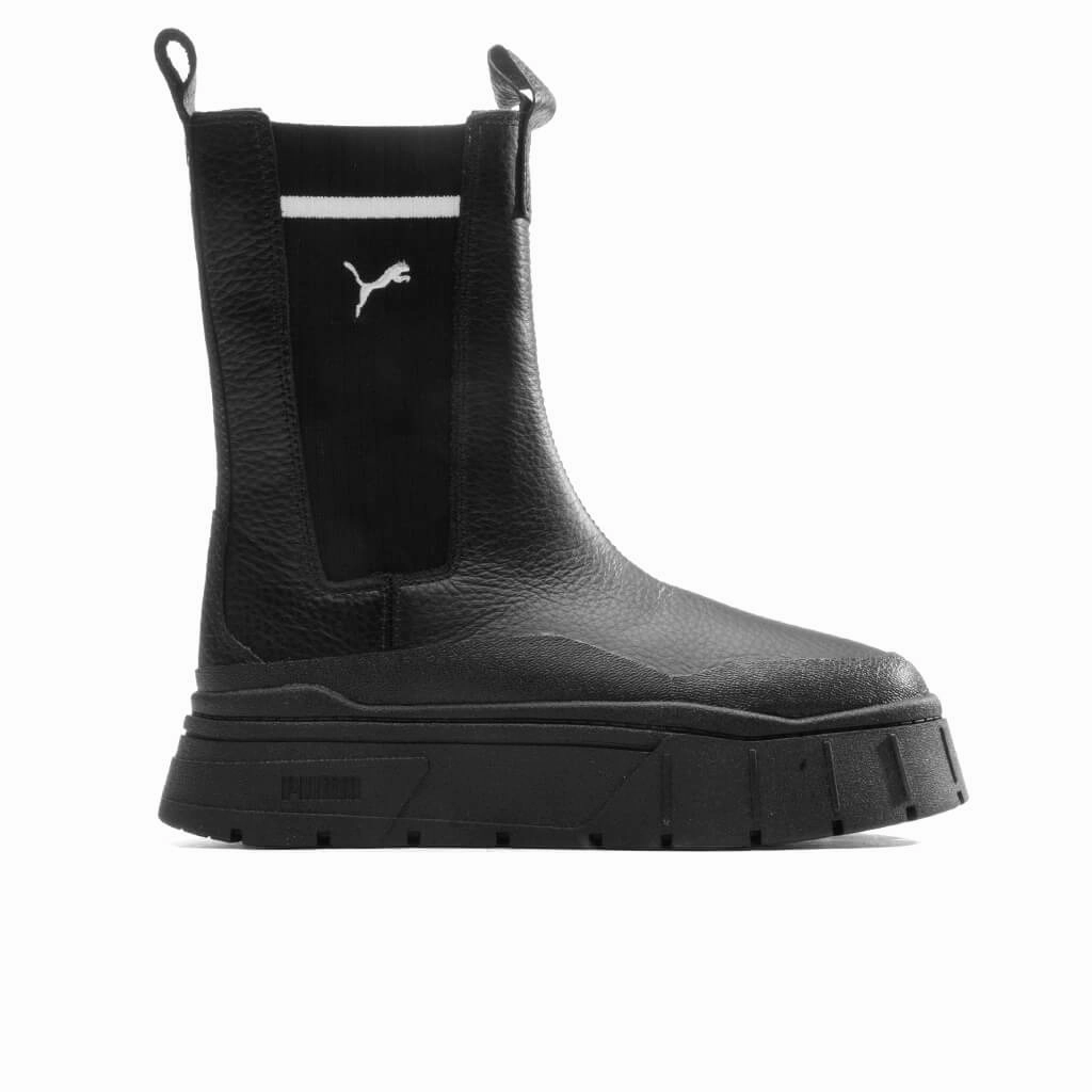 Women's Mayze Stack Chelsea Casual - Black Puma shoes with suede and modern shape