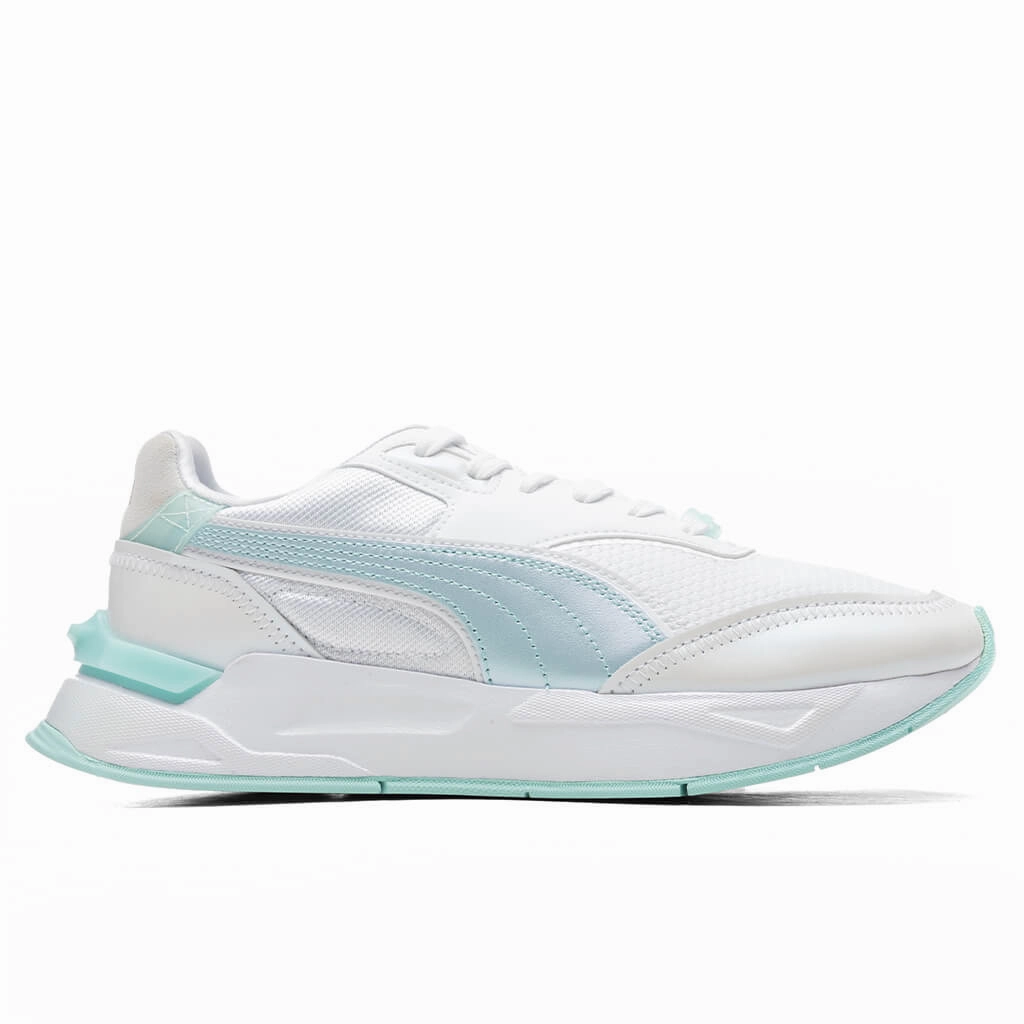 Women's Mirage Sport Glow - White Puma shoes with suede and modern shape