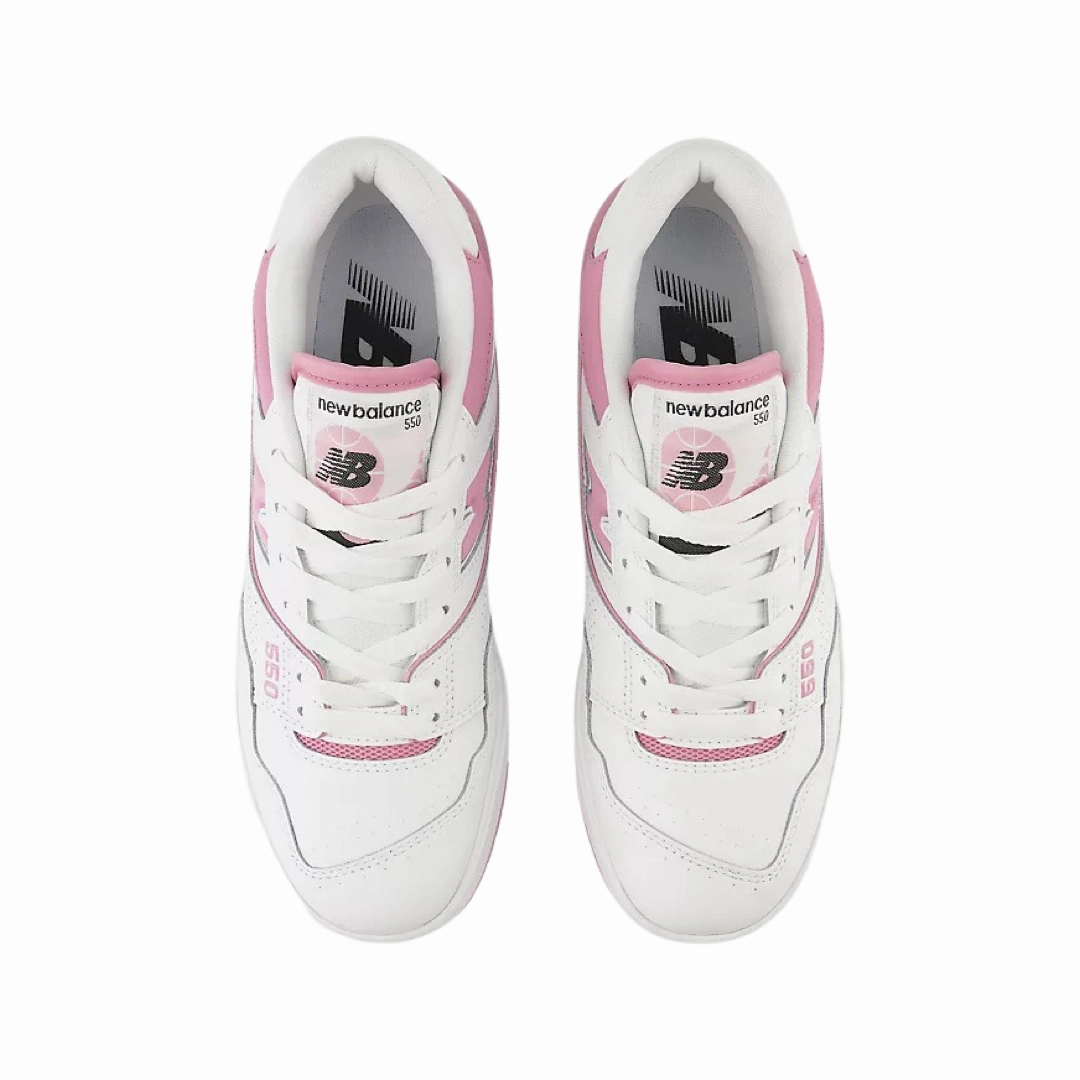 Women's New Balance 550 White Bubblegum Pink Iconic Court Sneakers