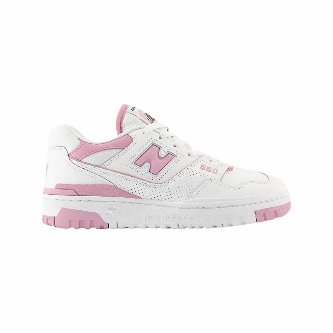 Women's New Balance 550 White Bubblegum Pink Iconic Court Sneakers