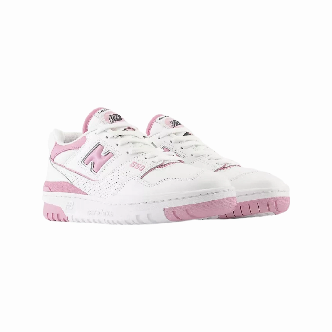 Women's New Balance 550 White Bubblegum Pink Iconic Court Sneakers