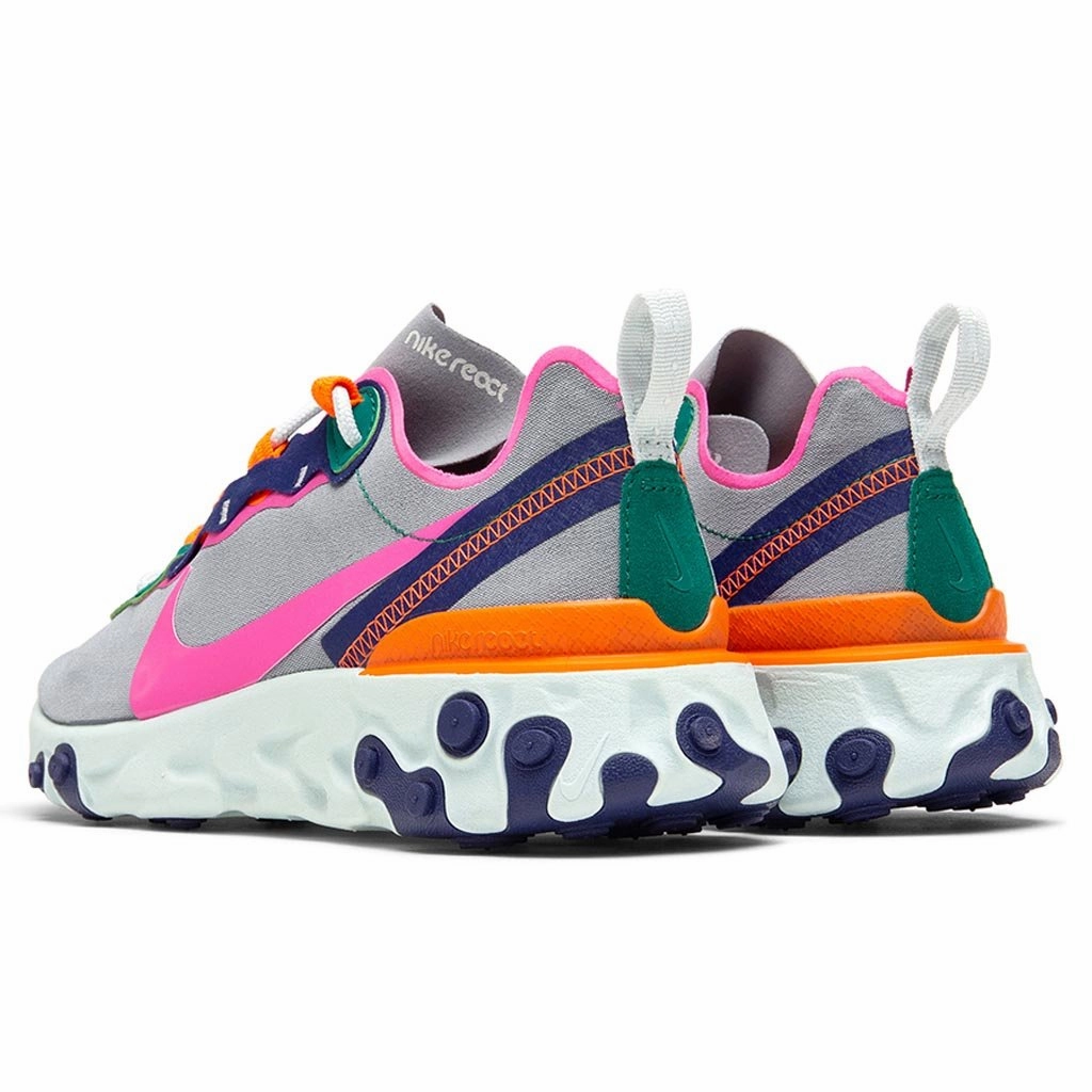 Women's React Element 55 - Wolf Grey/Laser Fuchsia Nike Foam Comfort Trainers