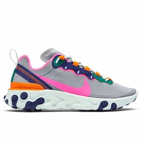 Women's React Element 55 - Wolf Grey/Laser Fuchsia Nike trainers with responsive foam