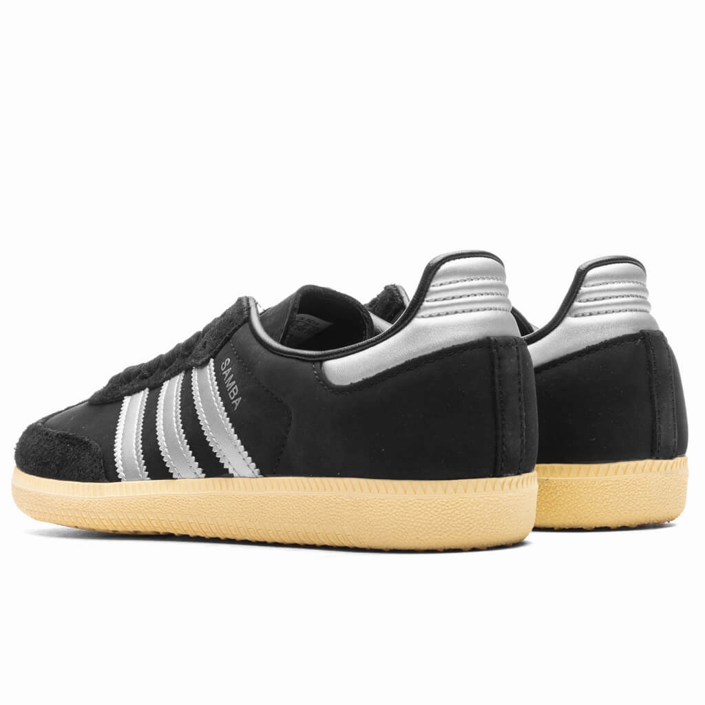 Women's Samba OG - Core Black/Matte Silver/Almost Yellow Adidas Classic Street Sneakers