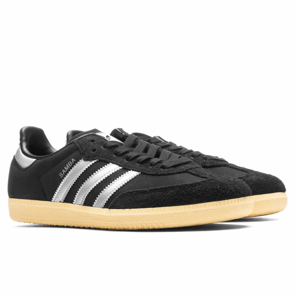 Women's Samba OG - Core Black/Matte Silver/Almost Yellow Adidas Classic Street Sneakers