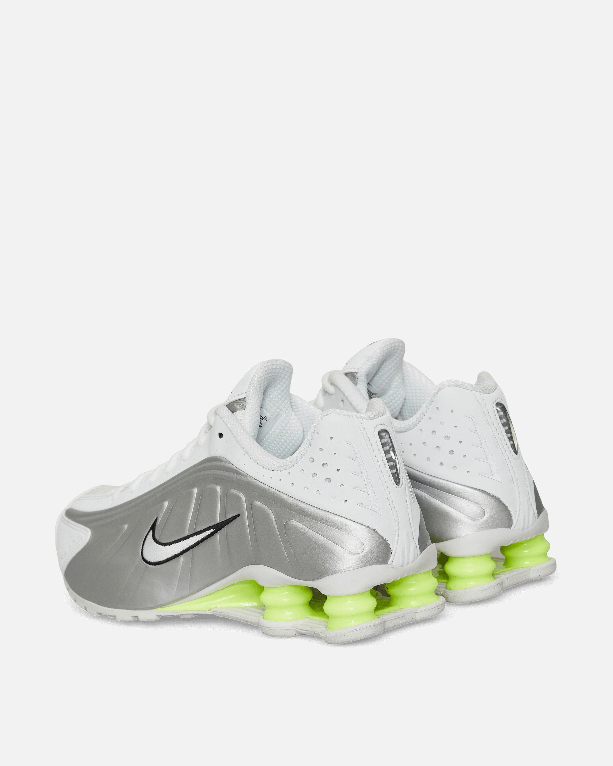 Women's Shox R4 Sneakers White / Metallic Silver / Volt Flexible Shoes