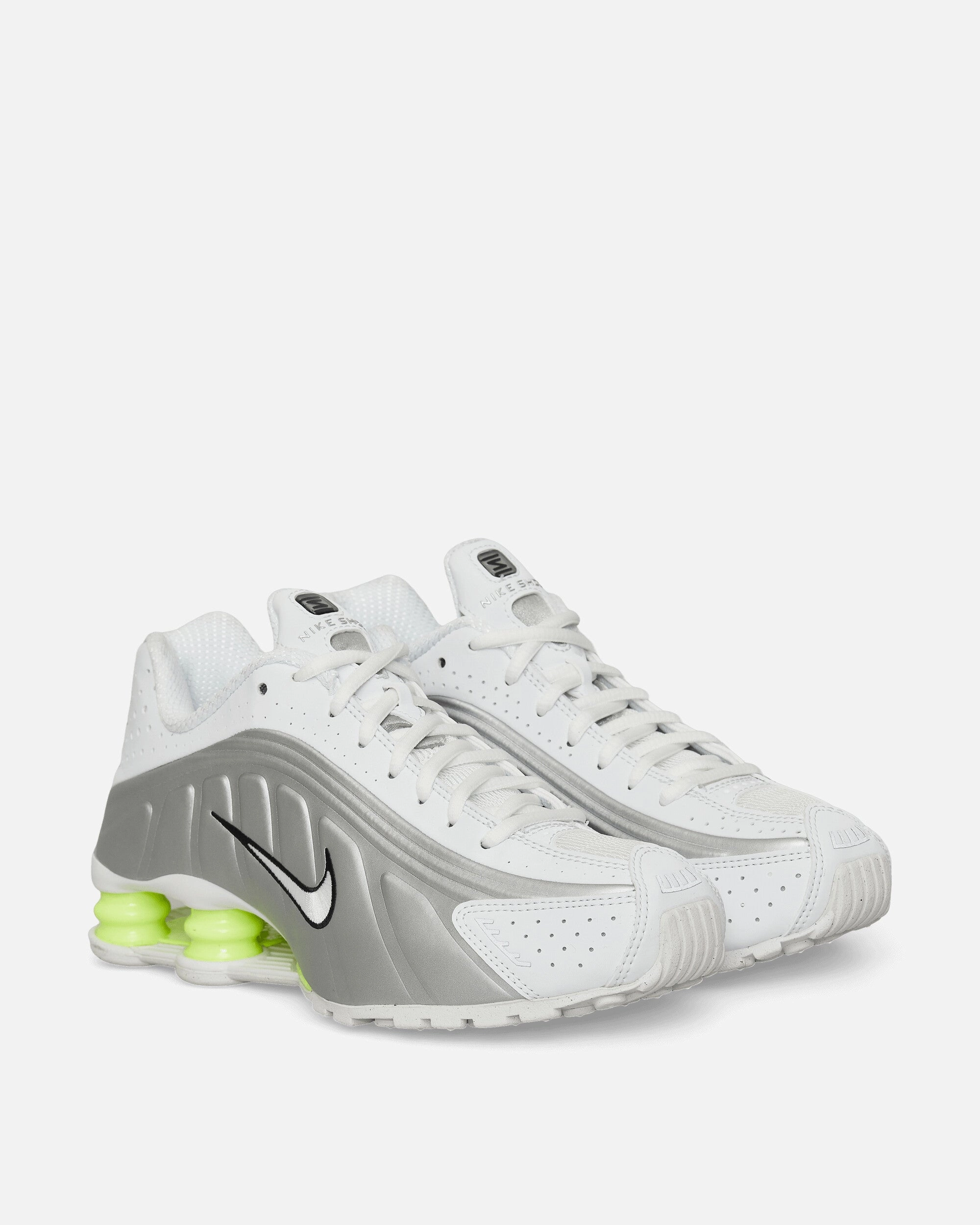 Women's Shox R4 Sneakers White / Metallic Silver / Volt Flexible Shoes