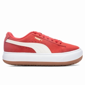 Women's Suede Mayu - High Risk Red/White Puma shoes with suede and modern shape