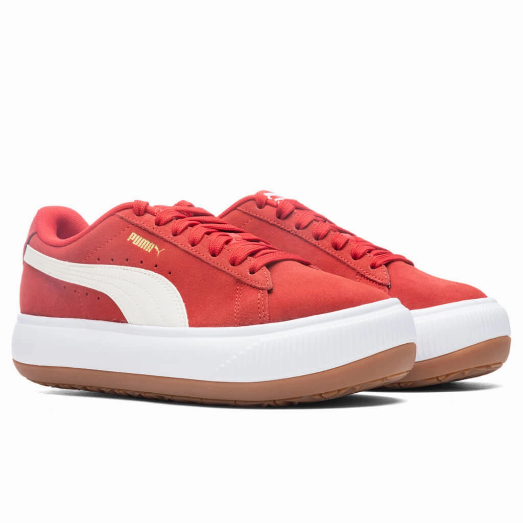 Women's Suede Mayu - High Risk Red/White Puma Suede Street Sneakers
