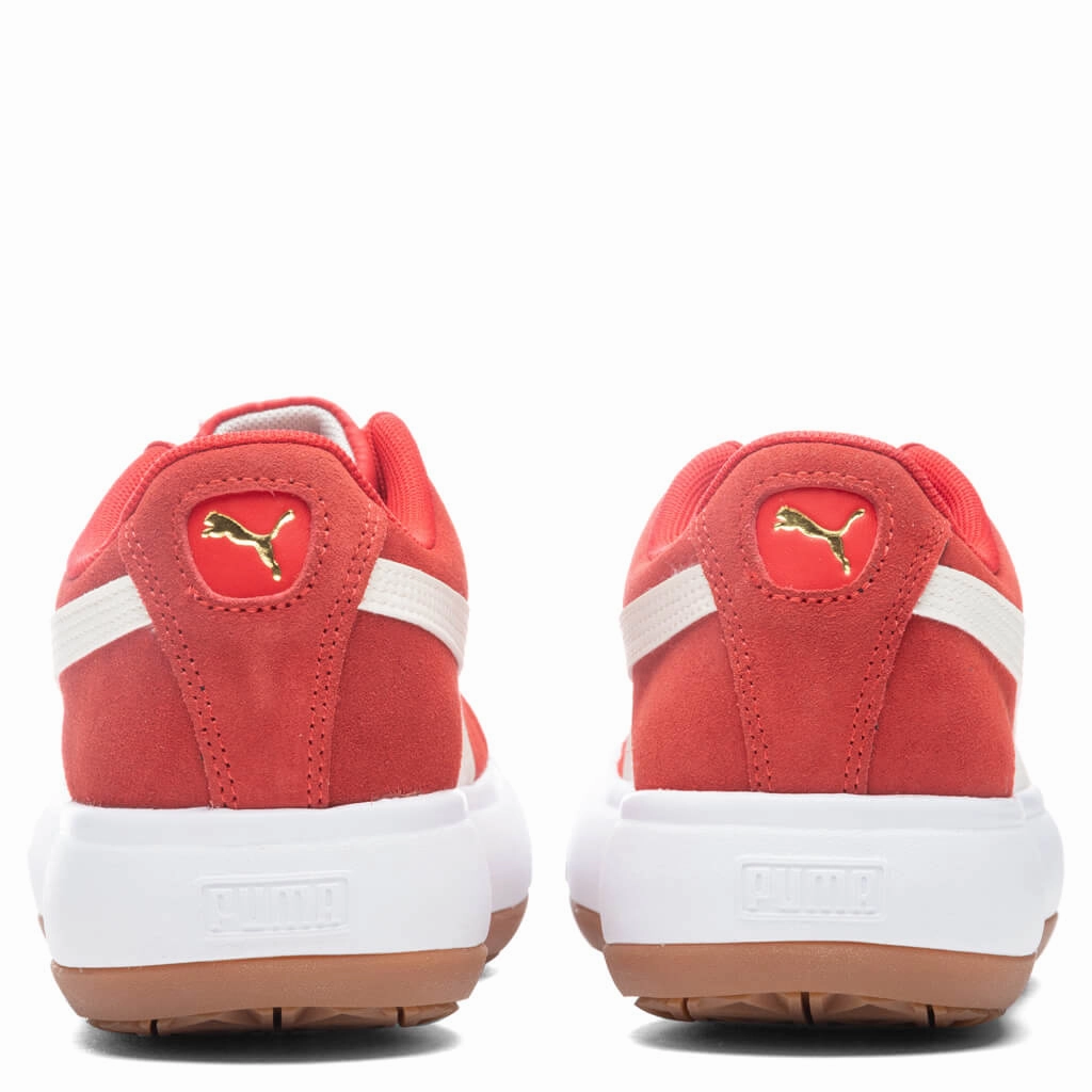 Women's Suede Mayu - High Risk Red/White Puma Suede Street Sneakers