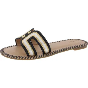 Womens Beaded Textured Slide Sandals