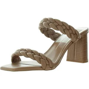 Womens Braided Leather Block Heels