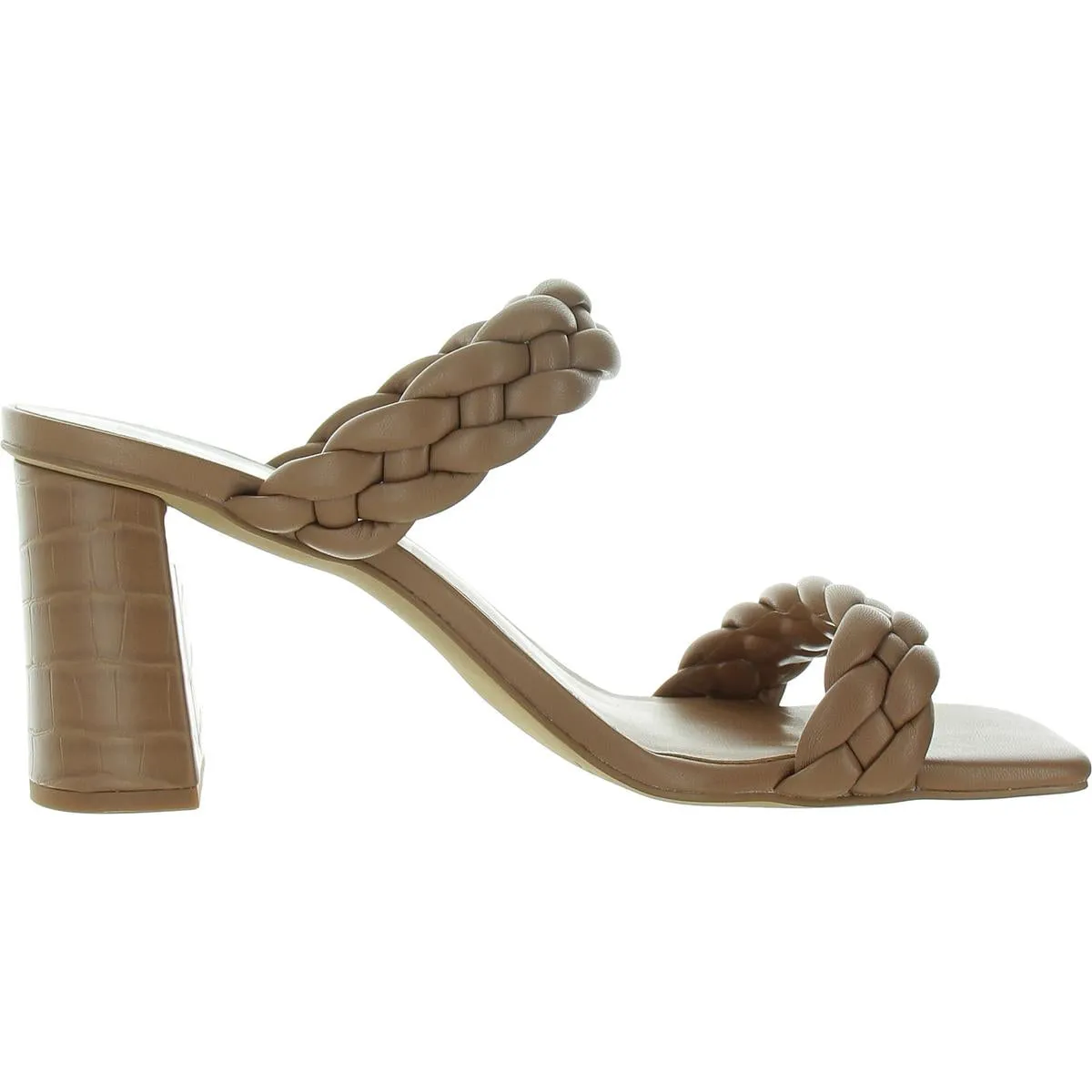 Womens Braided Leather Block Heels