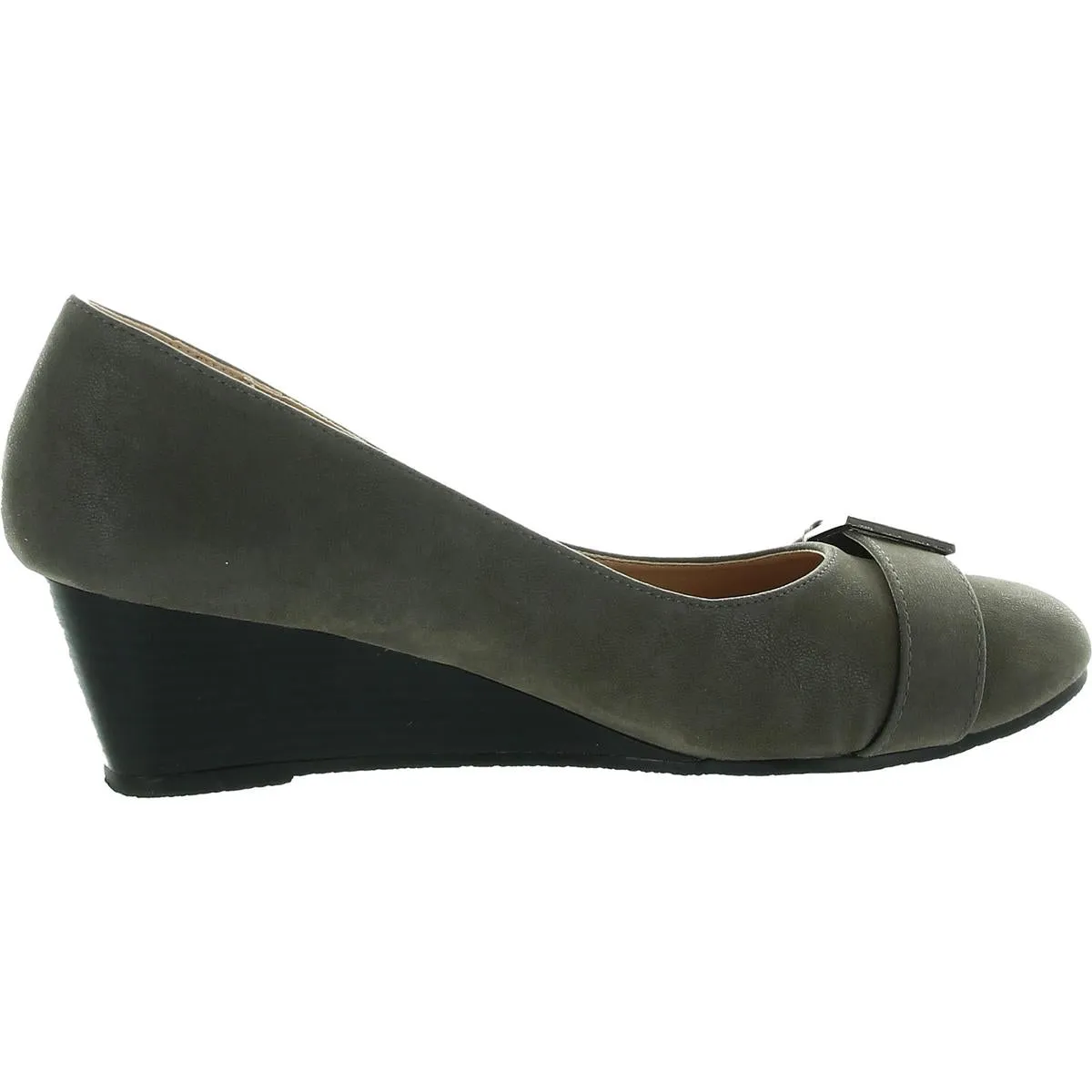 Womens Buckle Manmade Wedge Heels
