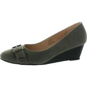 Womens Buckle Manmade Wedge Heels