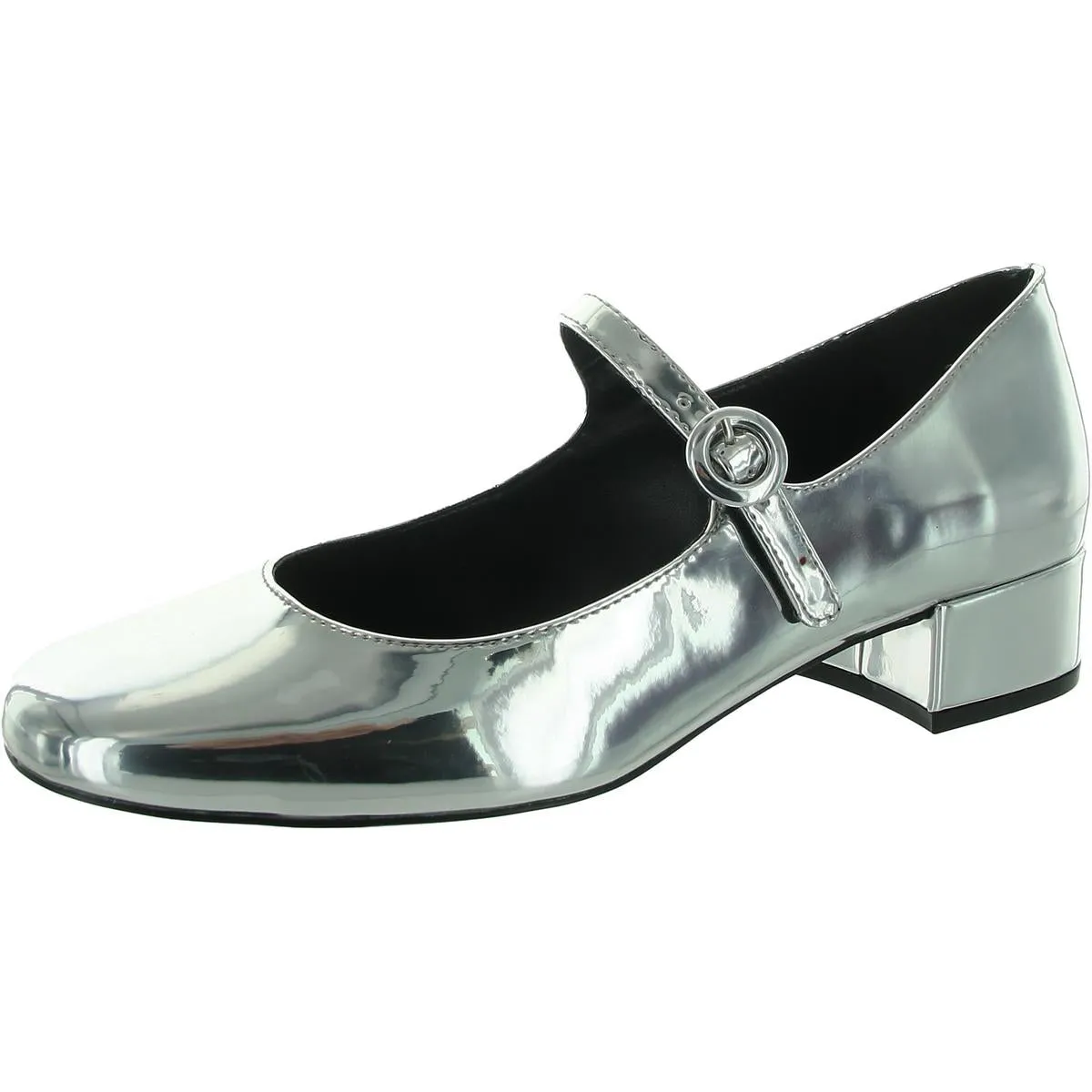 Womens Buckle Synthetic Mary Jane Heels