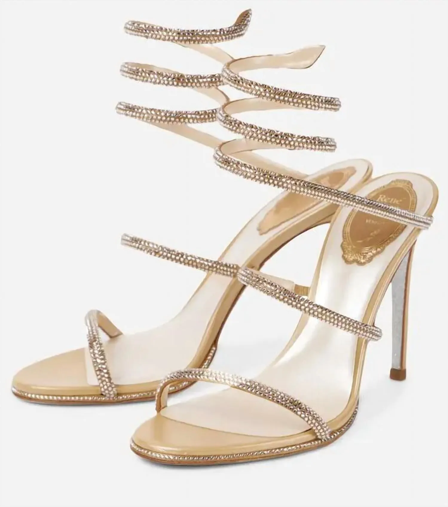 Women's Cleo Sandals In Nude Satin-Silk Strass