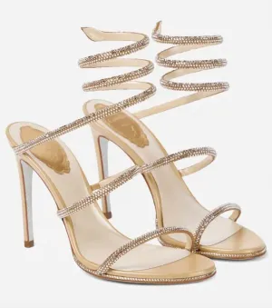 Women's Cleo Sandals In Nude Satin-Silk Strass