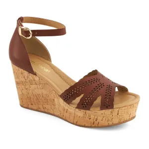Women's Cork Wedge Espadrilles Sandal In Brown