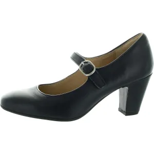 Womens Cushioned Footbed Leather Block Heels