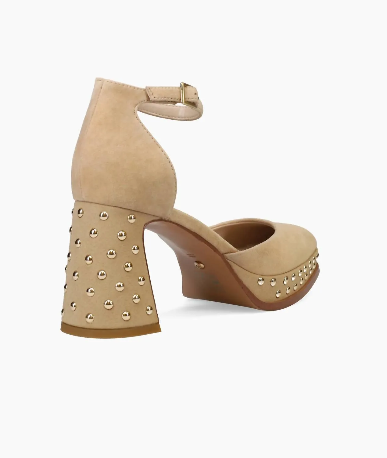 Women's Dietta Heel In Latte Kid Suede