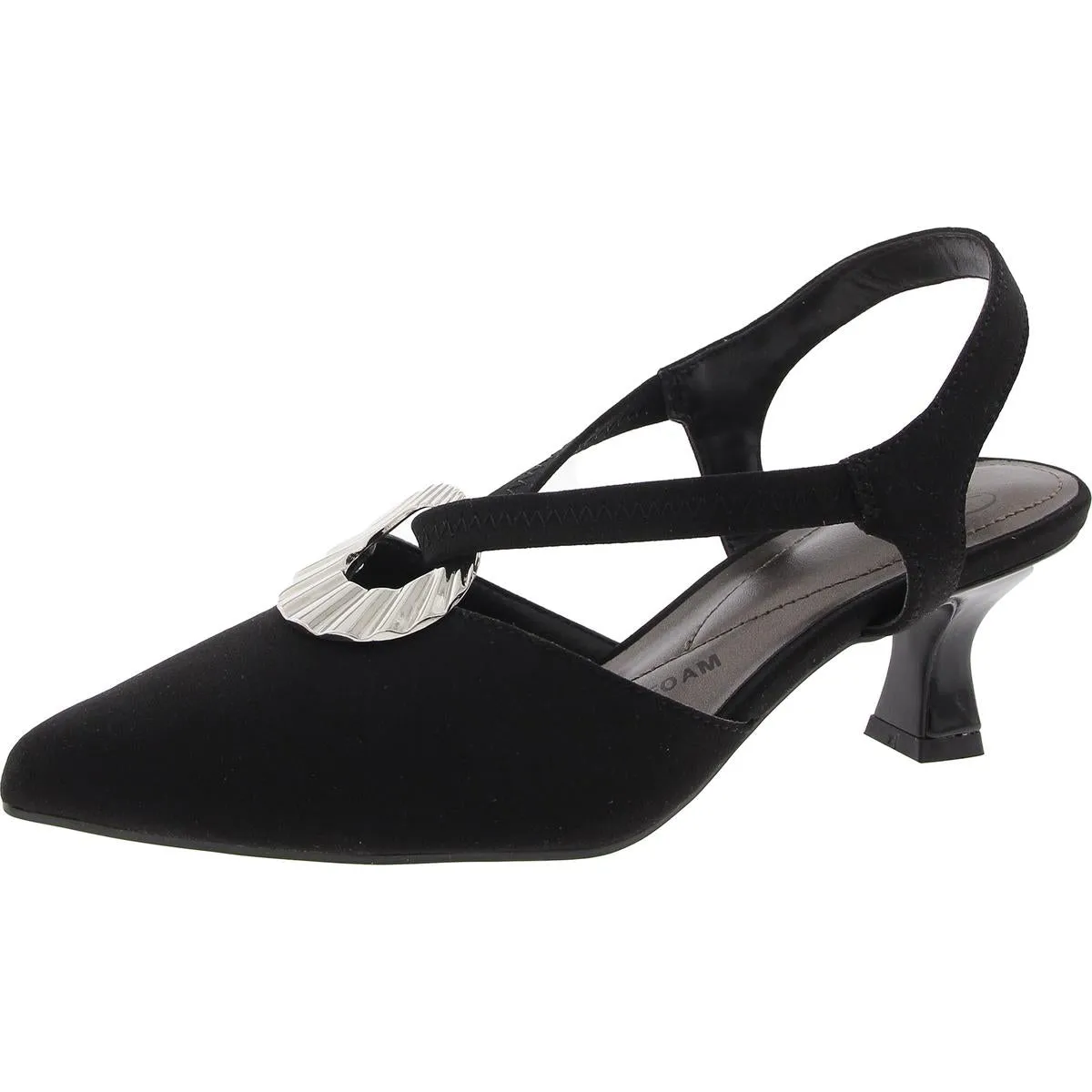 Womens Embellished Canvas Kitten Heels