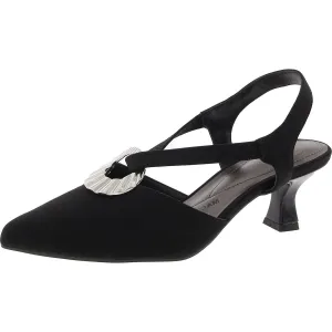 Womens Embellished Canvas Kitten Heels