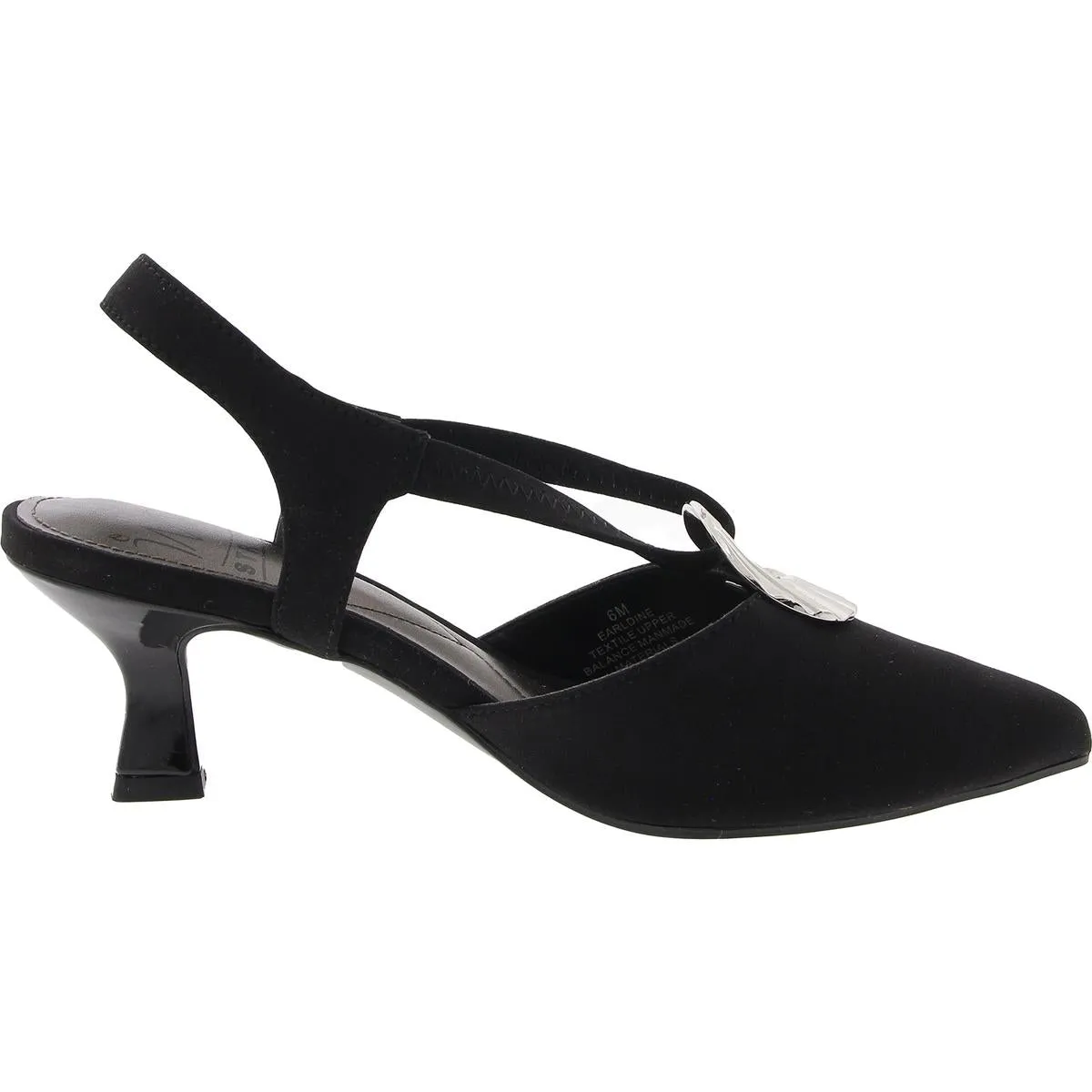 Womens Embellished Canvas Kitten Heels