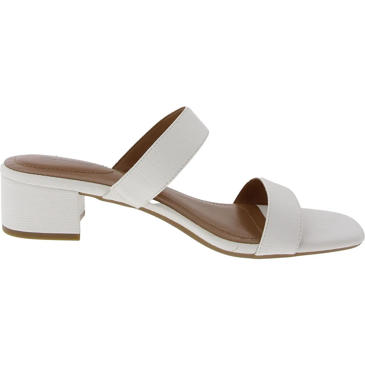 Womens Embossed Faux Leather Slide Sandals