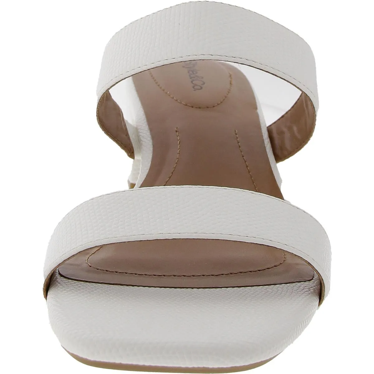Womens Embossed Faux Leather Slide Sandals