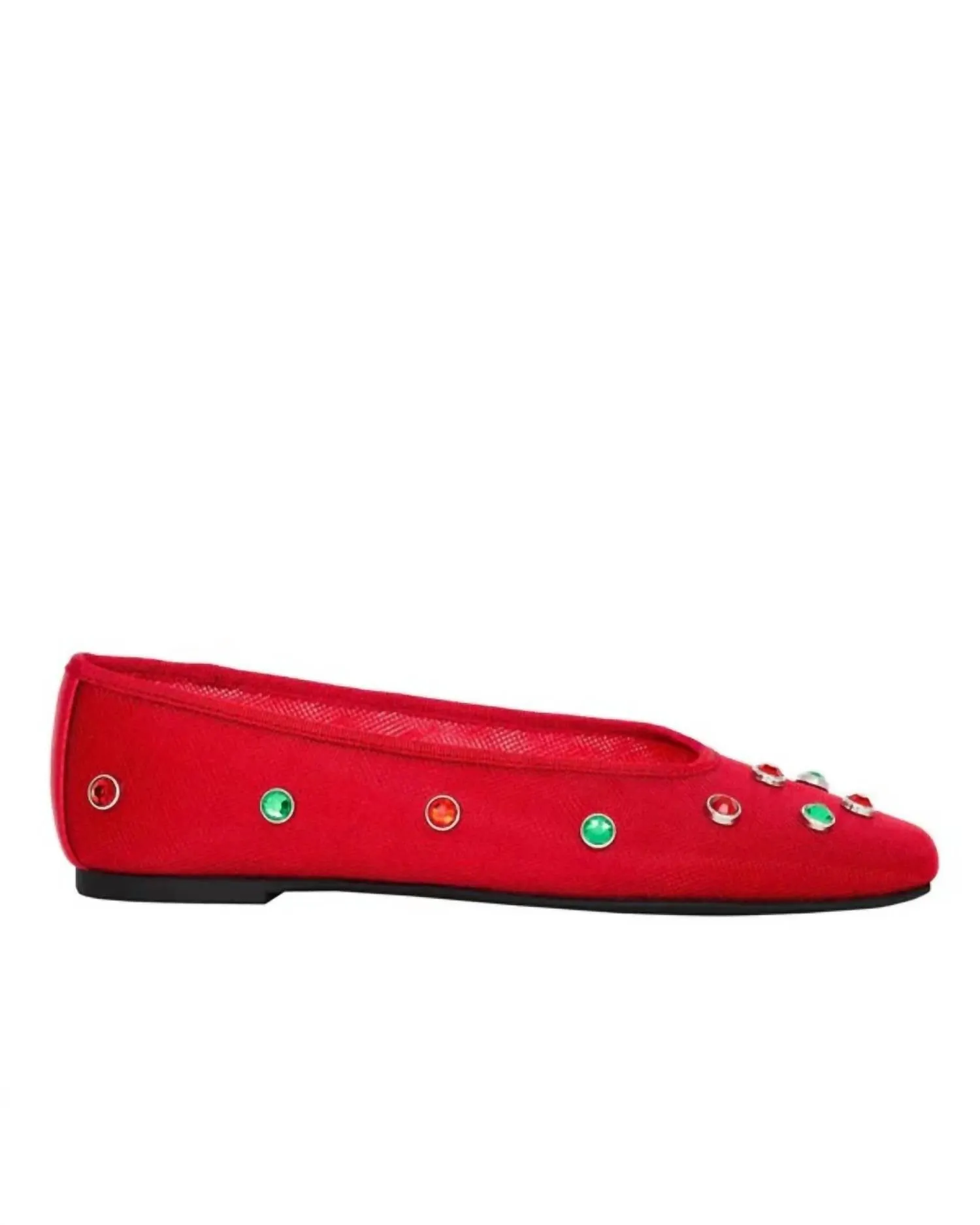 Women's Evie High Crystal Ballet Flats In Bright Red