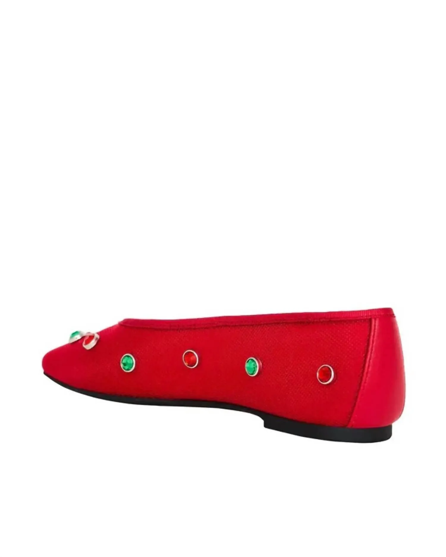 Women's Evie High Crystal Ballet Flats In Bright Red