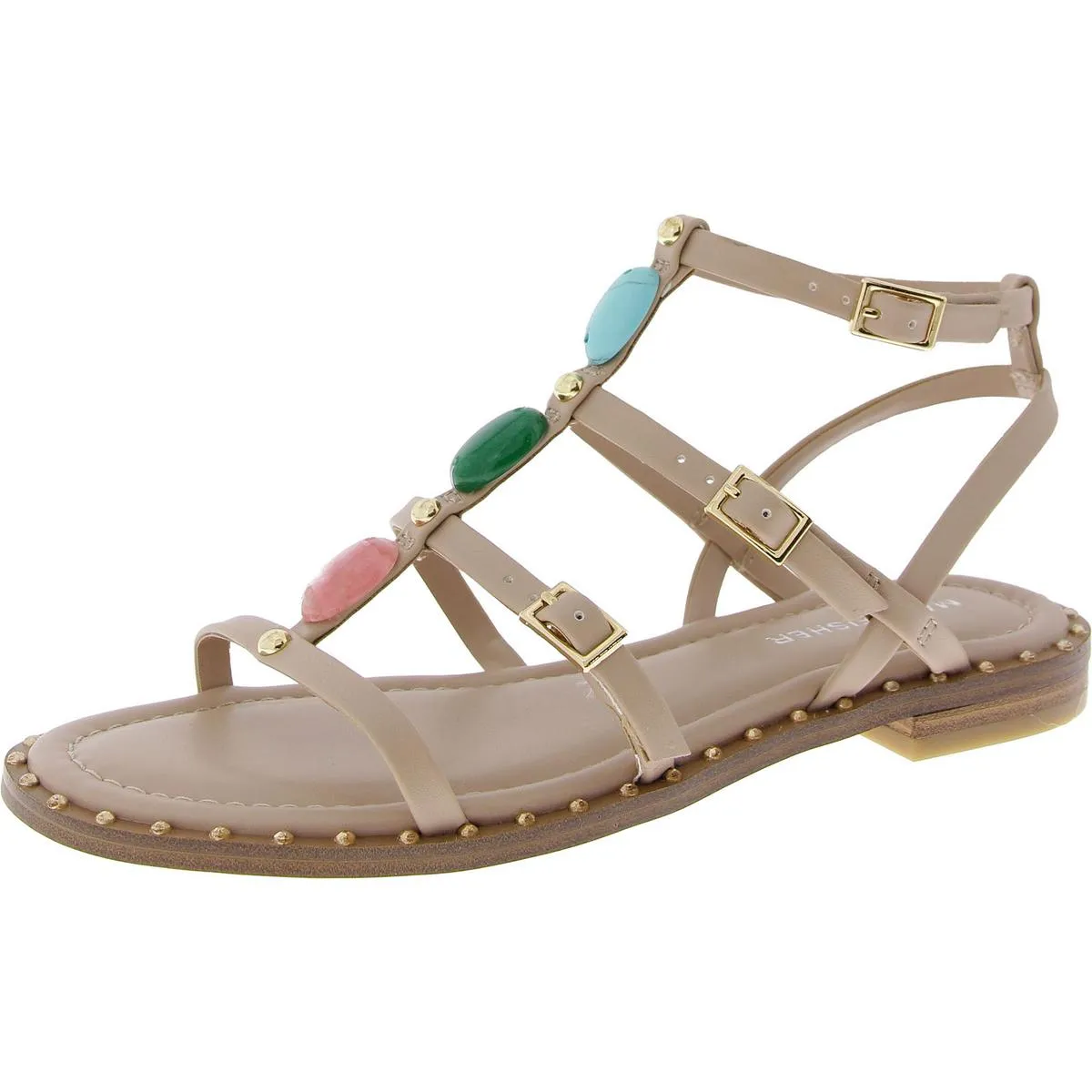 Womens Faux Leather Ankle Strap Flatform Sandals
